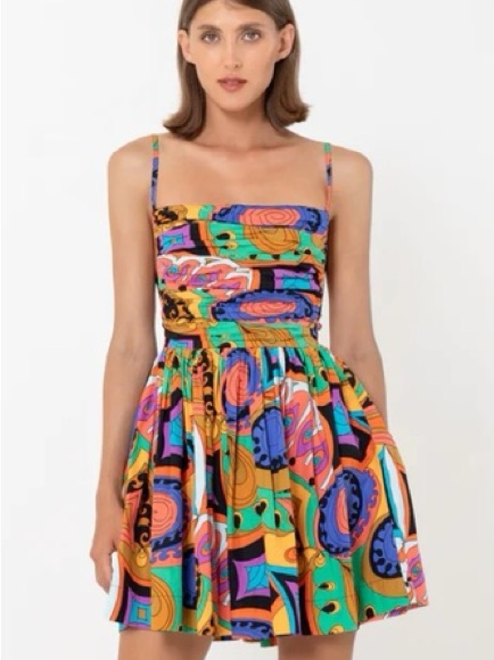 SWF Murano Apron Colorful Mini Dress Backless Spaghetti Straps Size Medium